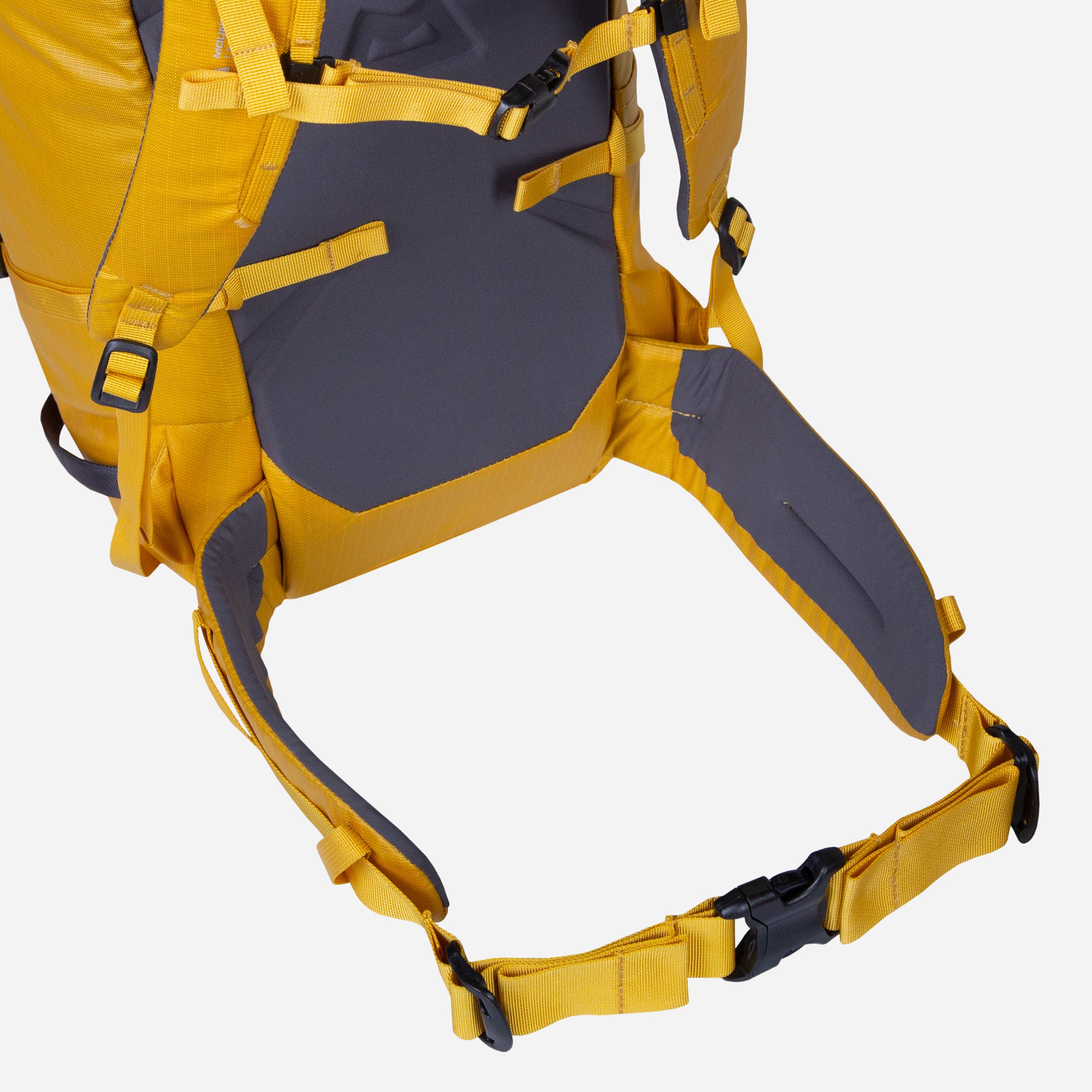 detail::38mm webbing hipbelt with removable High Density EVA hip-fins