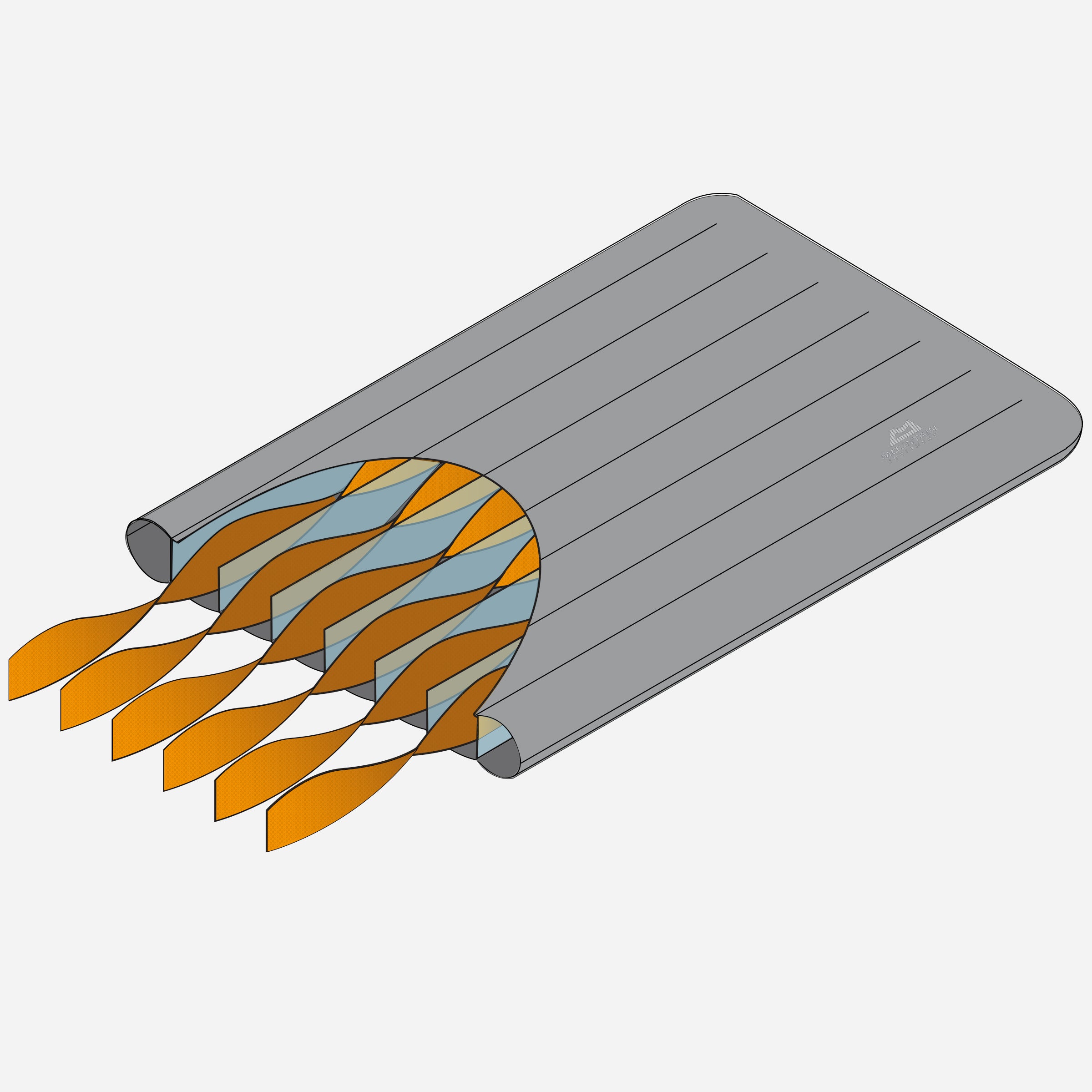detail::Vertically aligned baffles with Helix technology to reduce down migration