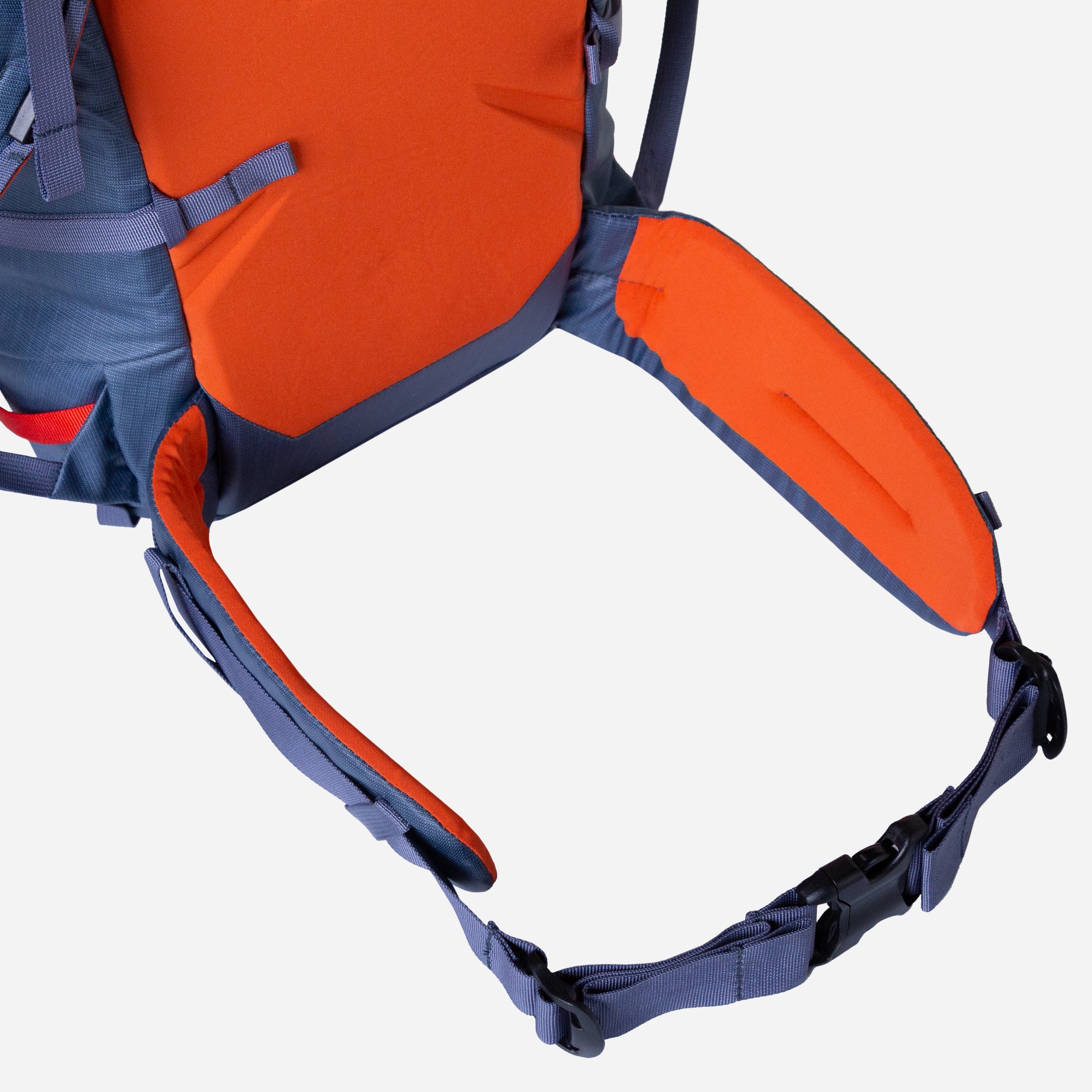 detail::38mm webbing hipbelt with removable High Density EVA hip-fins